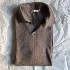 Suitsupply Taupe Wool Polo Shirt